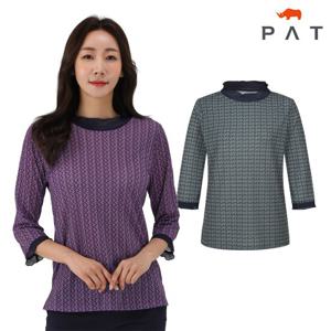[PAT 여성] 넥셔링 기하학 프린트 티셔츠_1G45303