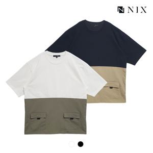 [NIX]남) 우븐 믹스 세미오버핏 티셔츠(FNQMCTR156P)