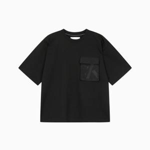 남성 오버사이즈 우븐 포켓 반팔 맨투맨 티셔츠(J324122)