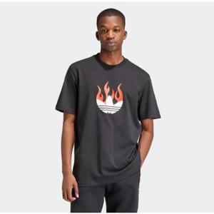 [남녀공용] 플레임스 로고 티셔츠 IS0178 아디다스오리지널 그래픽 면 반팔티셔츠 블랙