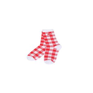 Gingham Check Middle Socks_Red