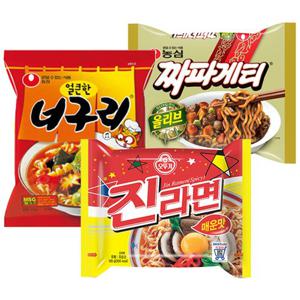 [농심] 얼큰너구리10봉+진라면(매)10봉+짜파게티10봉 총30봉
