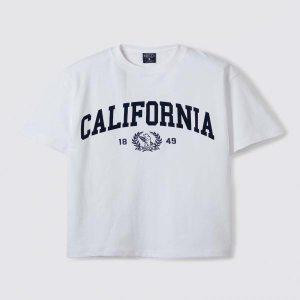 후아유 California Letter Short Sleeve T-shirt / 캘리포니아 프린팅 반팔 티셔츠 / WHRAE2324U