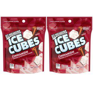 Ice Breakers Ice Cubes Cinnamon Gum 아이스 브레이커스 아이스 큐브 시나몬 계피 무설탕 껌 100개 2팩