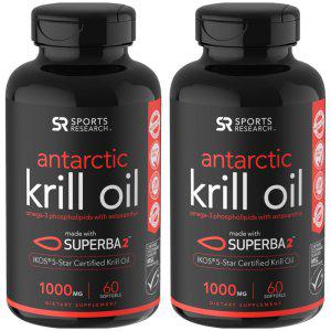 Sports Research Krill Oil EPA DHA Omega 3 Astaxanthin 미국 스포츠 리서치 크릴 오일 오메가 60정 2통