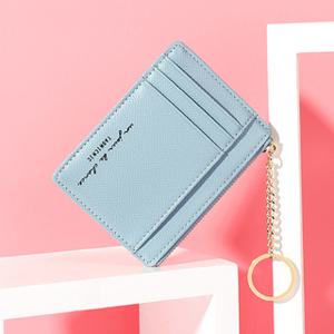 플로아 인조 가죽 카드 지갑(블루) 키링 교통카드 지갑인조 미니 남자 남성 여자 여성