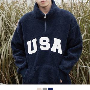 USA 양털후리스 아노락 커플룩 남녀공용 데일리 티셔츠