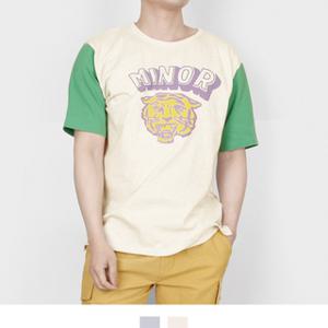 호랑이 배색 반팔티 남성 데일리 프린팅 티셔츠