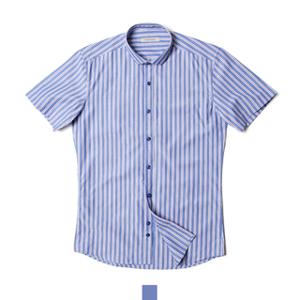 줄지 와이드카라 네이비 반팔셔츠 데일리 캐주얼 남성 남방