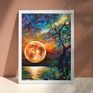 골피아 DIY 그림그리기 유화세트 40 x 50 cm, 강가의 달, 레드문