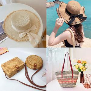 네트숄더백 여름 가벼운 에코 손뜨개 핸드폰 가방 챙넓은 비치 모자 바캉스용품