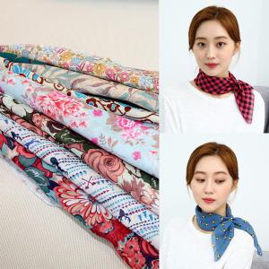 국산 쁘띠 여성 여름 스카프 100% 면 가제 손수건 여행용 등산용 사각 머플러 단체선물