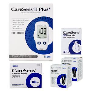 케어센스2 플러스 혈당측정기 세트 (기기+시험지 110매+알콜솜200매+채혈침210개) 당뇨체크