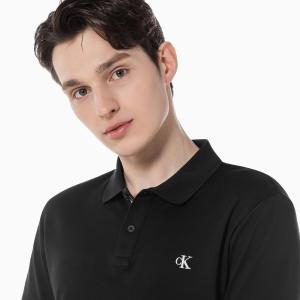 [CK] 남 블랙 리퀴드 코튼 슬림핏 폴로 반팔 티셔츠 J322691 BEH