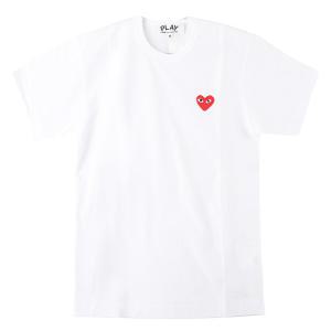 [꼼데가르송] 레드 와펜 남성 화이트 티셔츠 P1T108