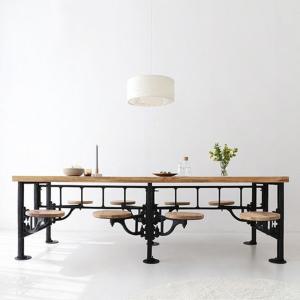 [신세계몰]마켓비 PECRE 빈티지 8인용 원목 야외 의자 테이블 일체형 와이드 식탁 카페