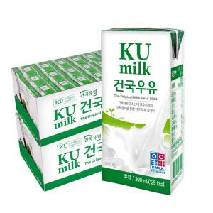 건국유업 건국 KU milk 멸균우유 200mL 48팩