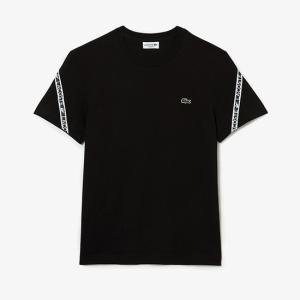 라코스테 레귤러핏 프린트 밴드 반팔 티셔츠 블랙
