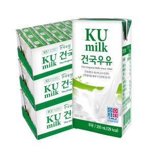 건국유업 건국 KU milk 멸균우유 200mL 72팩