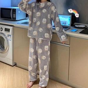 [오노마] ONM 여성 수면 잠옷 세트 여자 극세사 잠옷 홈웨어 블루 (S11576179)