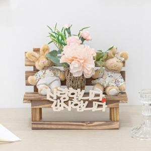 러블리 토끼인형 카네이션 꽃바구니 테이블 장식 set 20cm 조화