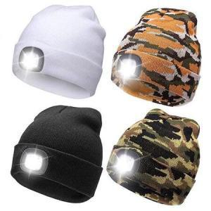 남녀공용 LED 조명 비니 모자 따뜻한 니트 야광 야외 사냥 캠핑 하이킹 러닝 낚시 겨울_MC