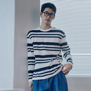 [롯데백화점]프로젝트엠 남성 오버핏 스트라이프 긴팔 티셔츠 EPE2TR1503