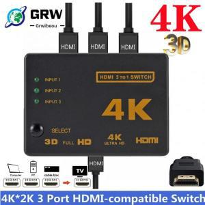 영상선 4K 2K 3x1 HDMI 케이블 분배기 HD 1080P 비디오 스위처 어댑터 3 입력 1 출력 포트 허브 Xbox PS4 D