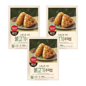[소비기한 임박] CJ 햇반 쿡반 불고기주먹밥, 500g, 15개입, 3개