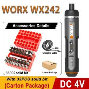 Worx 4V 소형 전동 드라이버 세트 WX242 스마트 무선 스크류 USB 충전식 핸들 30 비트 드릴 도구