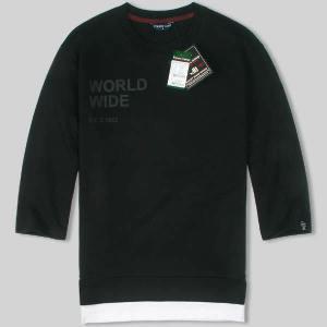 [FOREST CAMP]Semi Over Fit 7부 Sleeved Layered Tee/레이어드 7부 소매 티/티셔츠/∼3XL[FCMH7327-Black]