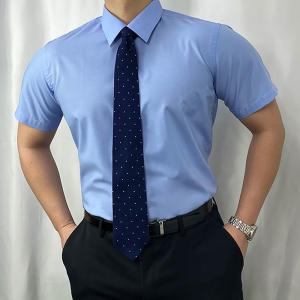 남자 슬림 머슬핏 구김적은 정장 고급 반팔 와이셔츠 남성 오피스룩 셔츠