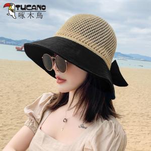 투톤 벙거지 버킷햇 여성모자 자외선차단모자 여름용모자 딱따구리 모자 밀짚