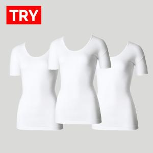 3매 TRY 트라이 순면 여성 반팔 티셔츠 학생 기본 런닝 베이직 러닝 TWRSB08