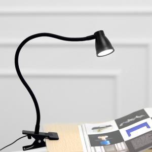 플랜룩스 민코 집게형 LED스탠드 책상 침대 독서등 USB 조명, 흑색