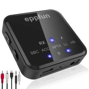 Eppfun 블루투스 5.2 송신기 및 퀄컴 aptX 적응형 HD 저지연 오디오 어댑터, 3.5mm AUX/RCA f