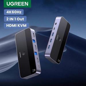 유그린 Ugreen HDMI KVM 스위치 USB 3.0 스위처 모니터 프린터 키보드 마우스 지지대 3D HDR 비전 1개 공유