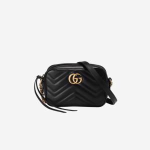 [정품 보증] 구찌 GG 마몽 집 탑 마틀라세 미니백 블랙 Gucci GG Marmont Zip Top Matelasse Mini Bag
