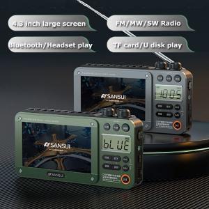 미니라디오 휴대용 레트로 라디오 FM MW SW 수신기 4.3 인치 스크린 비디오 음악 플레이어 무선 블루투스