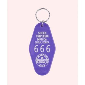 [100%정품] 신트리플식스 룸 666 모텔 키링 열쇠고리 키홀더 악세서리 퍼플 화이트