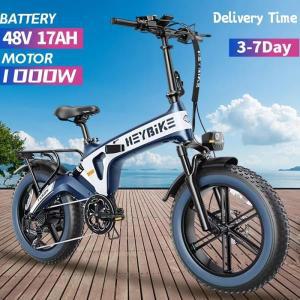 Heybike-Tyson 남녀 공용 접이식 전기 자전거, 마그네슘 합금, 1000W, 28mph, 20 인치 x 4.0 팻 타이어 Ebi
