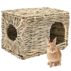 접이식 직조 토끼 케이지 애완 동물 햄스터 기니피그 풀 씹기 매트 집 침대 둥지 작은