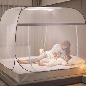 [KC안전인증 친환경소재]이지 원터치 사각모기장 텐트 싱글 대형 퀸 킹 침대 캠핑용 방