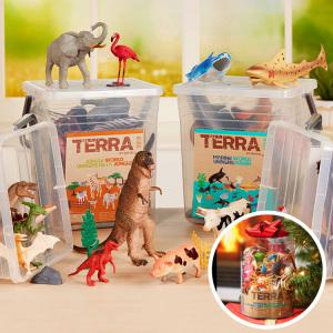 [테라] 어린이날 선물 특집 고퀄리티 피규어 버켓60피스+튜브60피스 공룡 동물 맹수 바