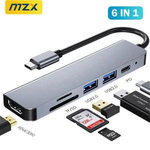sd카드리더기 MZX 도킹 스테이션 USB C 3.0 허브 4K HDMI 호환 마이크로 SD TF 카드 리더 A 타입 집중기 어