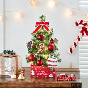 40cm 해피 롤리팝 눈꽃 트리 풀세트 전구포함 미니 탁상용 소형 크리스마스 장식 성탄