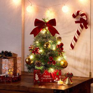 40cm 뉴리얼 골든벨 솔잎 눈꽃 트리 풀세트 전구포함미니 장식 선반 크리스마스소품 크리스마스품
