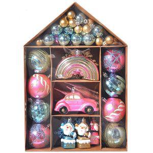 크리스마스 트리 장식볼 오너먼트 세트 70개 핑크 트리볼 장식품 소품 인형 용품 성탄용품