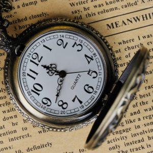 스팀펑크 브론즈 쿼츠 포켓 시계 나비 조각 남녀공용 포켓 시계 선물