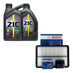 ZIC 그랜져IG 2.4 가솔린 지크 X7 제로 0W30 5L 보쉬 오일필터+에어필터+엔진오일 패키지